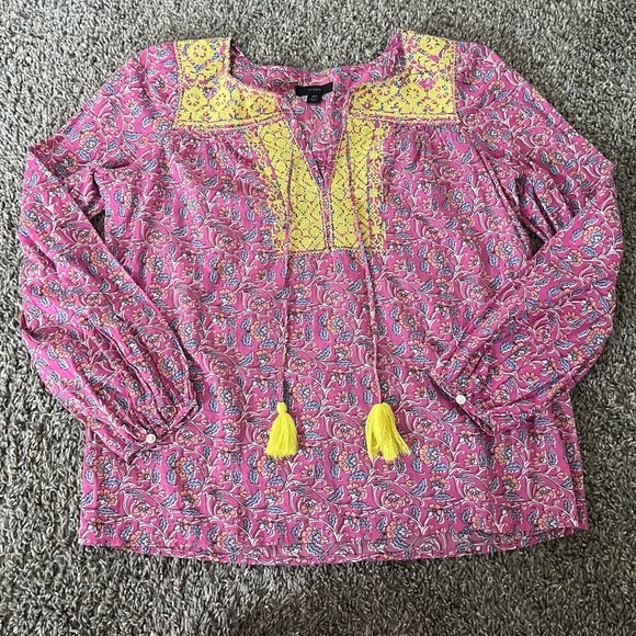 NWOT J.Crew Embroidered cotton voile top in block print - Picture 6 of 11